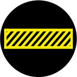 Projected yellow hatched crosswalk gobo for marking pedestrian walkways on factory floors — CYANvisuals