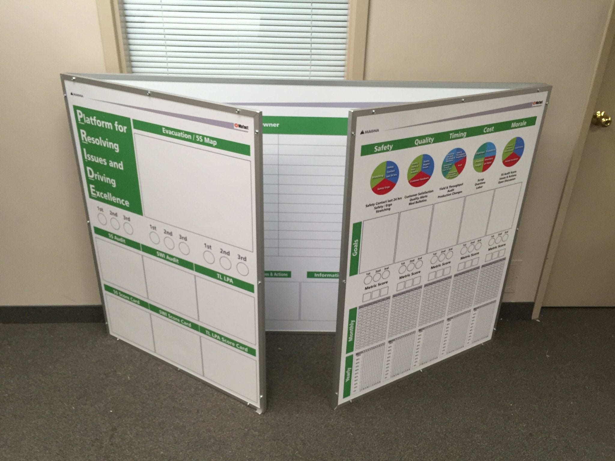 3-Panel Tri Board - Industrial Grade Magnetic Dry Erase Whiteboard (Custom Printed, Free Design) - CYANvisuals