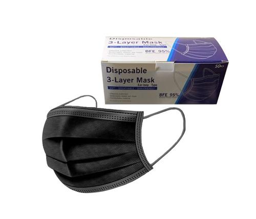 3-Ply Disposable Face Masks - BLACK Non-Medical (Box of 50) - CYANvisuals