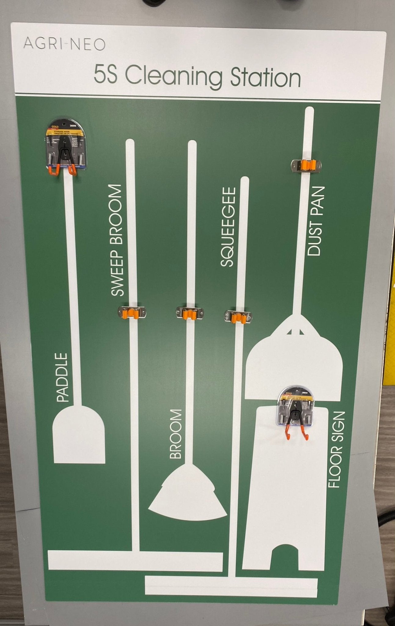 5S Shadow Board 42"x72" - Housekeeping Station - Hooks Included (Customize For Free) - CYANvisuals