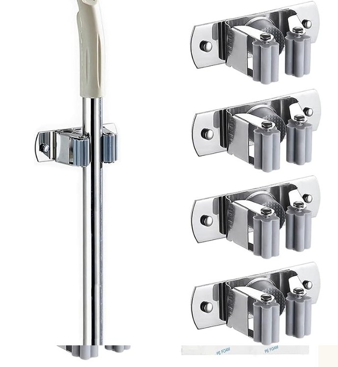 5S Shadow Board Wall Stainless Steel Mount Broom/Mop Holder - CYANvisuals