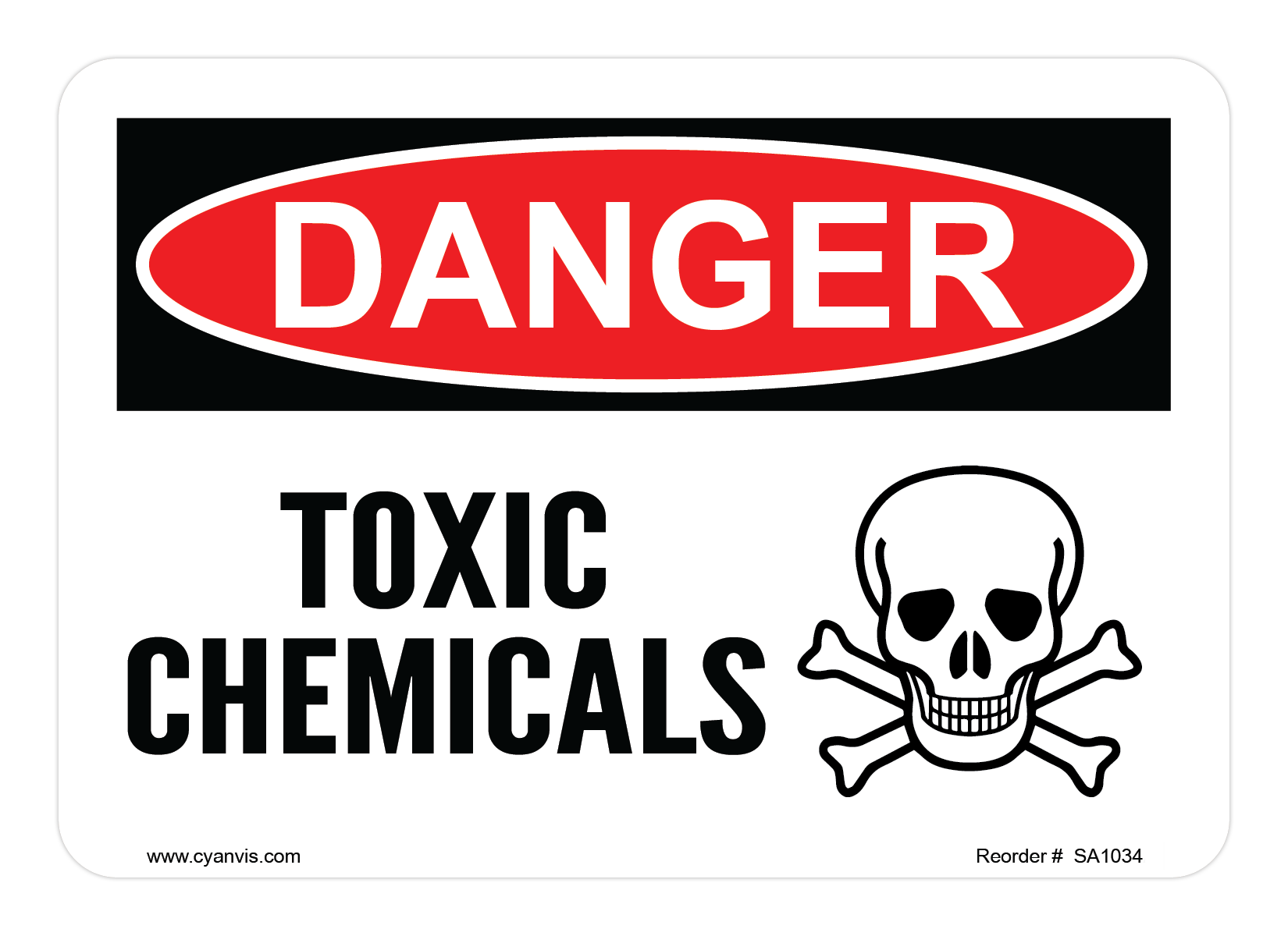 CYANVIS safety sign legend, Danger - TOXIC CHEMICALS