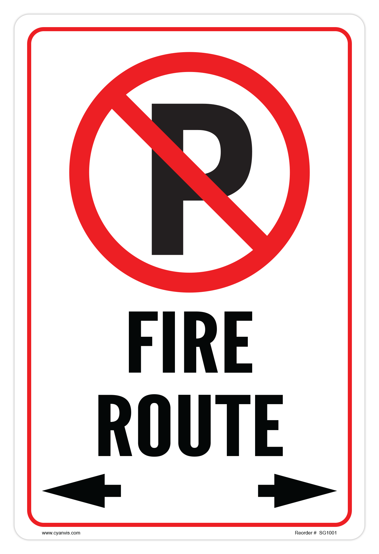 CYANVIS safety sign legend, Parking - FIRE ROUTE