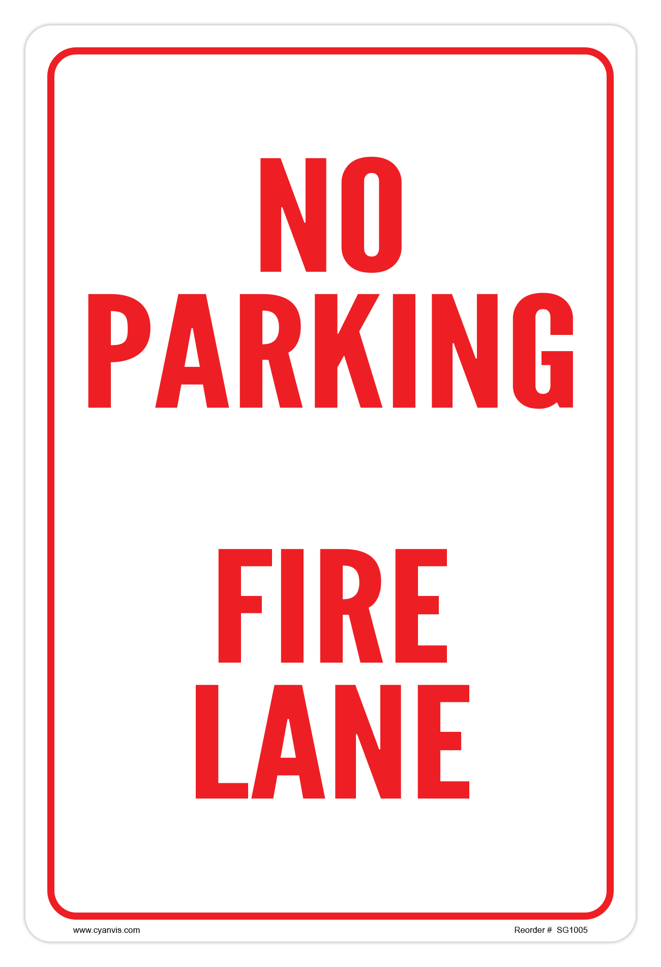 CYANVIS safety sign legend, Parking - NO PARKING FIRE LANE