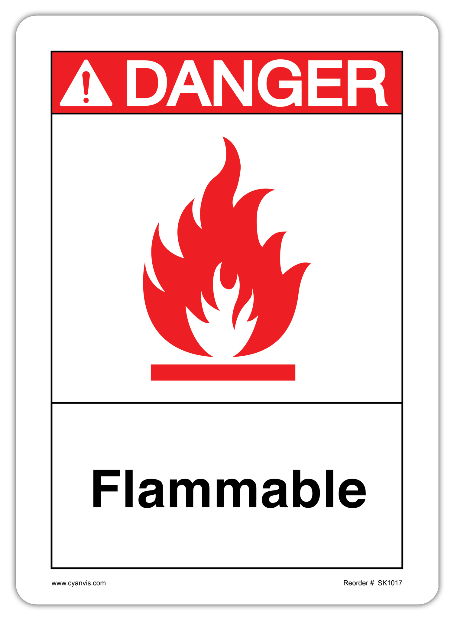 Safety Sign: ANSI - Danger - FLAMMABLE - CYANvisuals