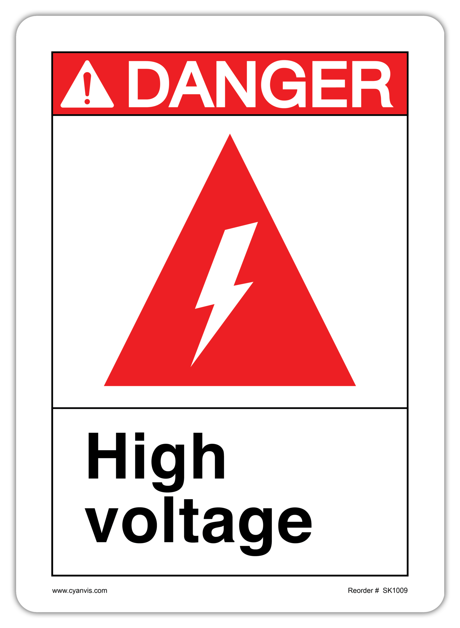 Safety Sign: ANSI - Danger - HIGH VOLTAGE - CYANvisuals