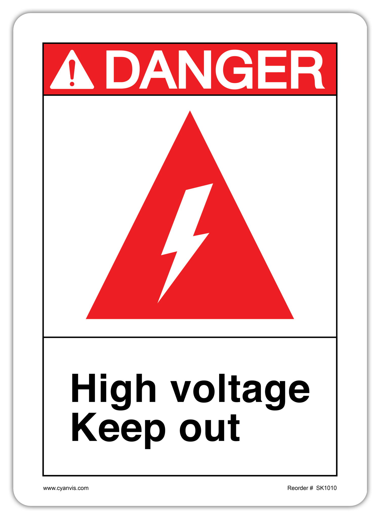 Safety Sign: ANSI - Danger - HIGH VOLTAGE KEEP OUT - CYANvisuals