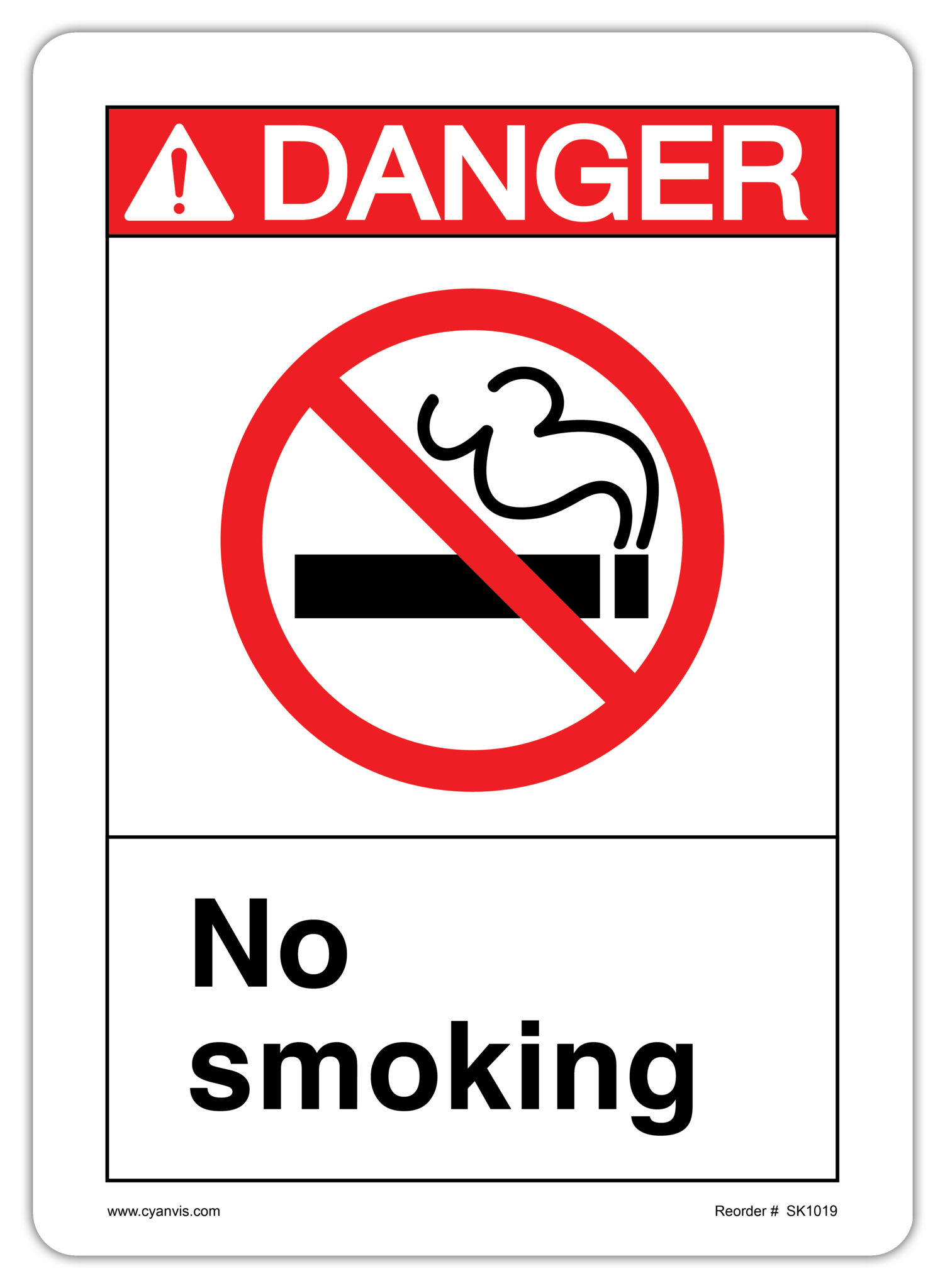 Safety Sign: ANSI - Danger - NO SMOKING - CYANvisuals