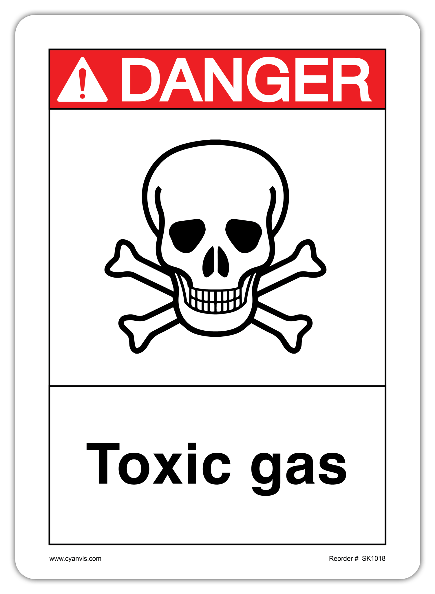 Safety Sign: ANSI - Danger - TOXIC GAS - CYANvisuals