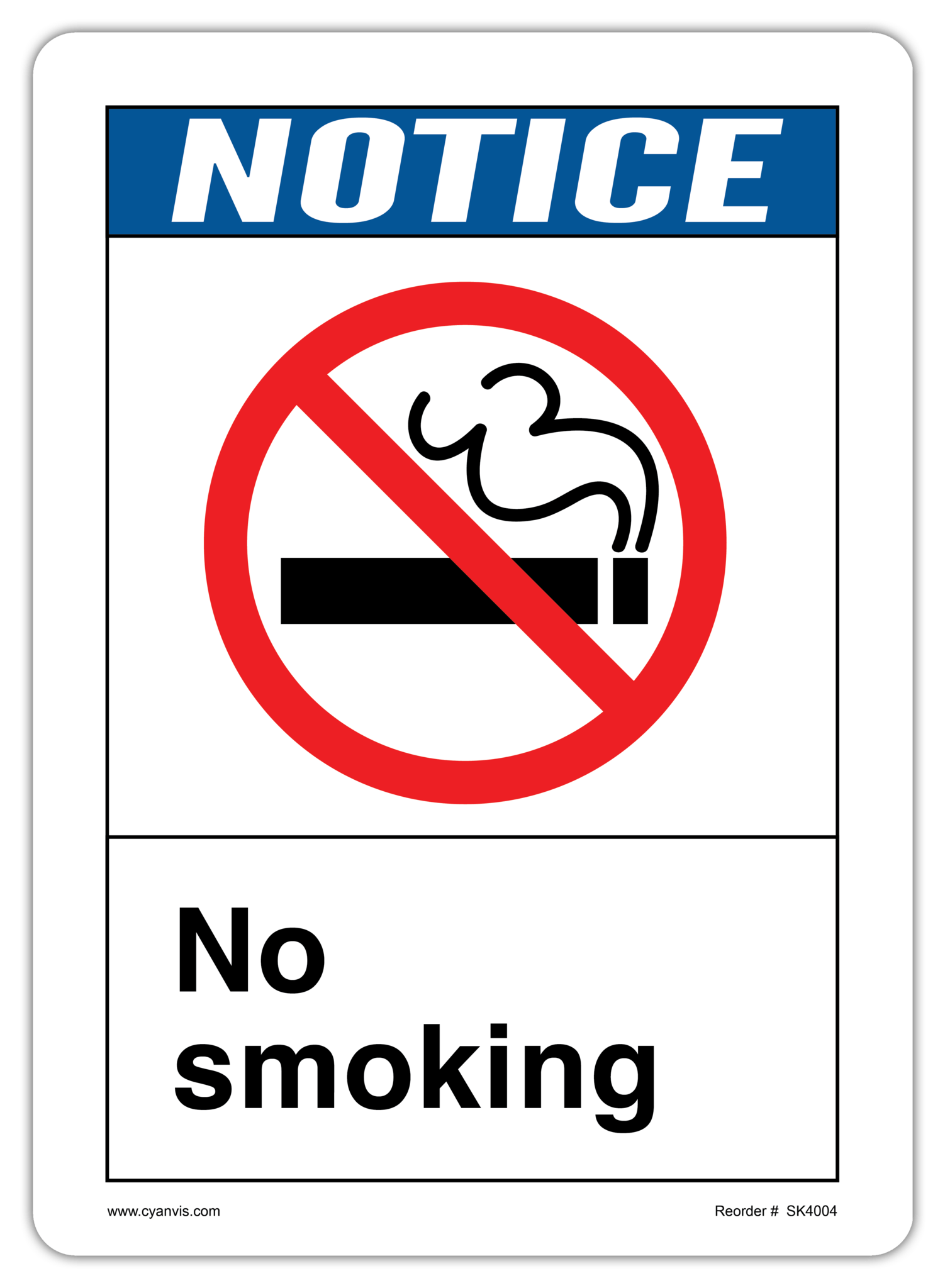 Safety Sign: ANSI - Notice - NO SMOKING - CYANvisuals