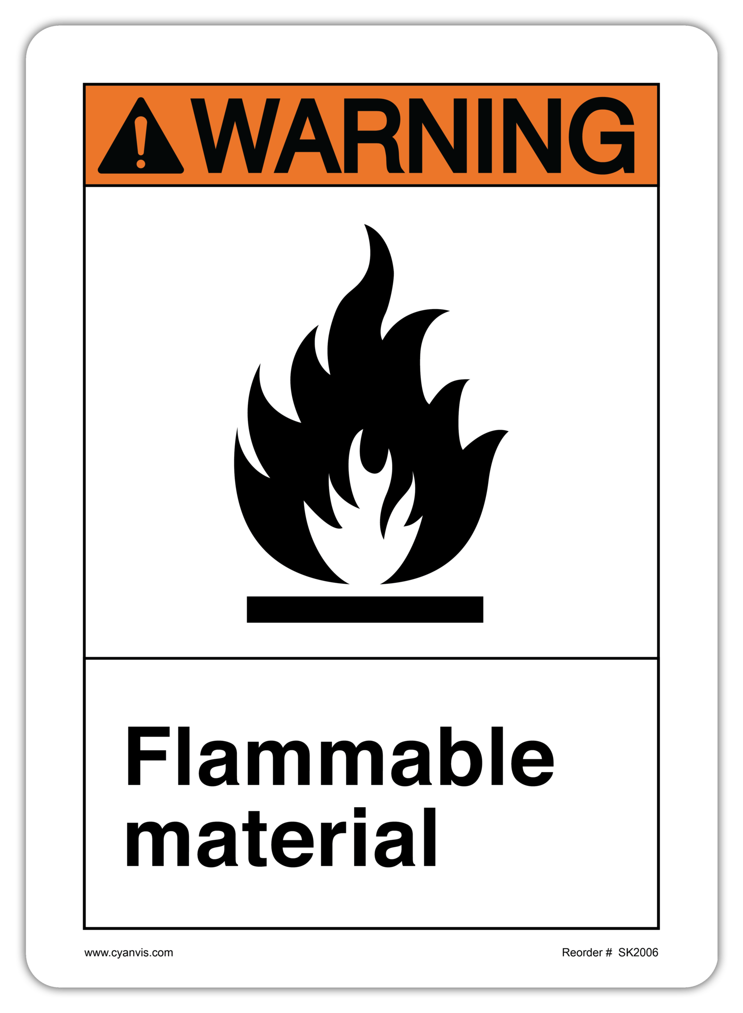 Safety Sign: ANSI - Warning - FLAMABLE MATERIAL - CYANvisuals