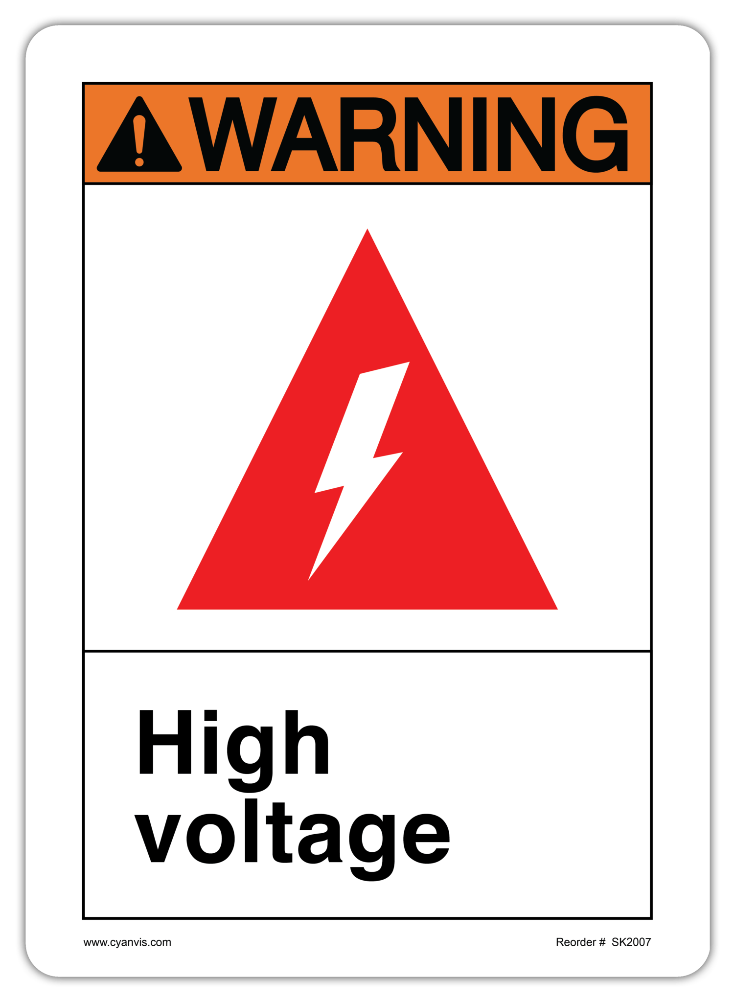 Safety Sign: ANSI - Warning - HIGH VOLTAGE - CYANvisuals