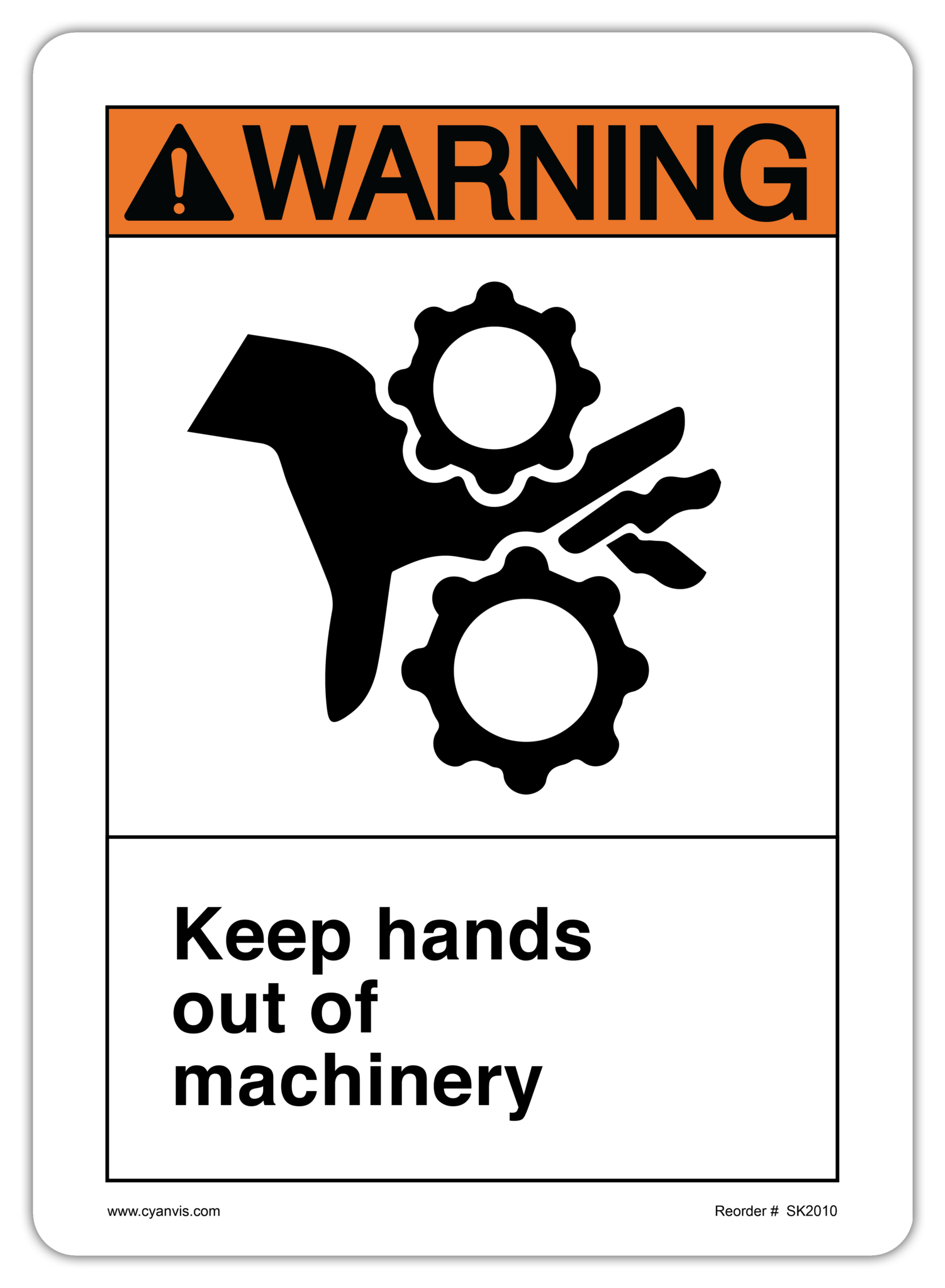 Safety Sign: ANSI - Warning - KEEP HANDS OUT OF MACHINERY - CYANvisuals