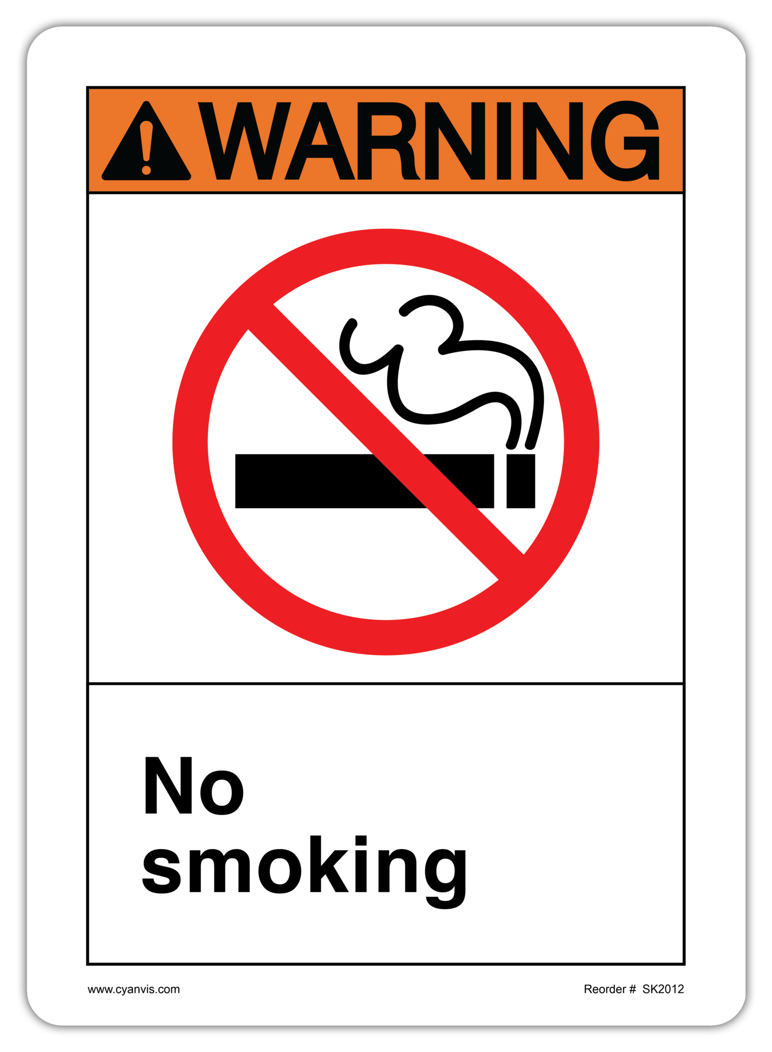 Safety Sign: ANSI - Warning - NO SMOKING - CYANvisuals