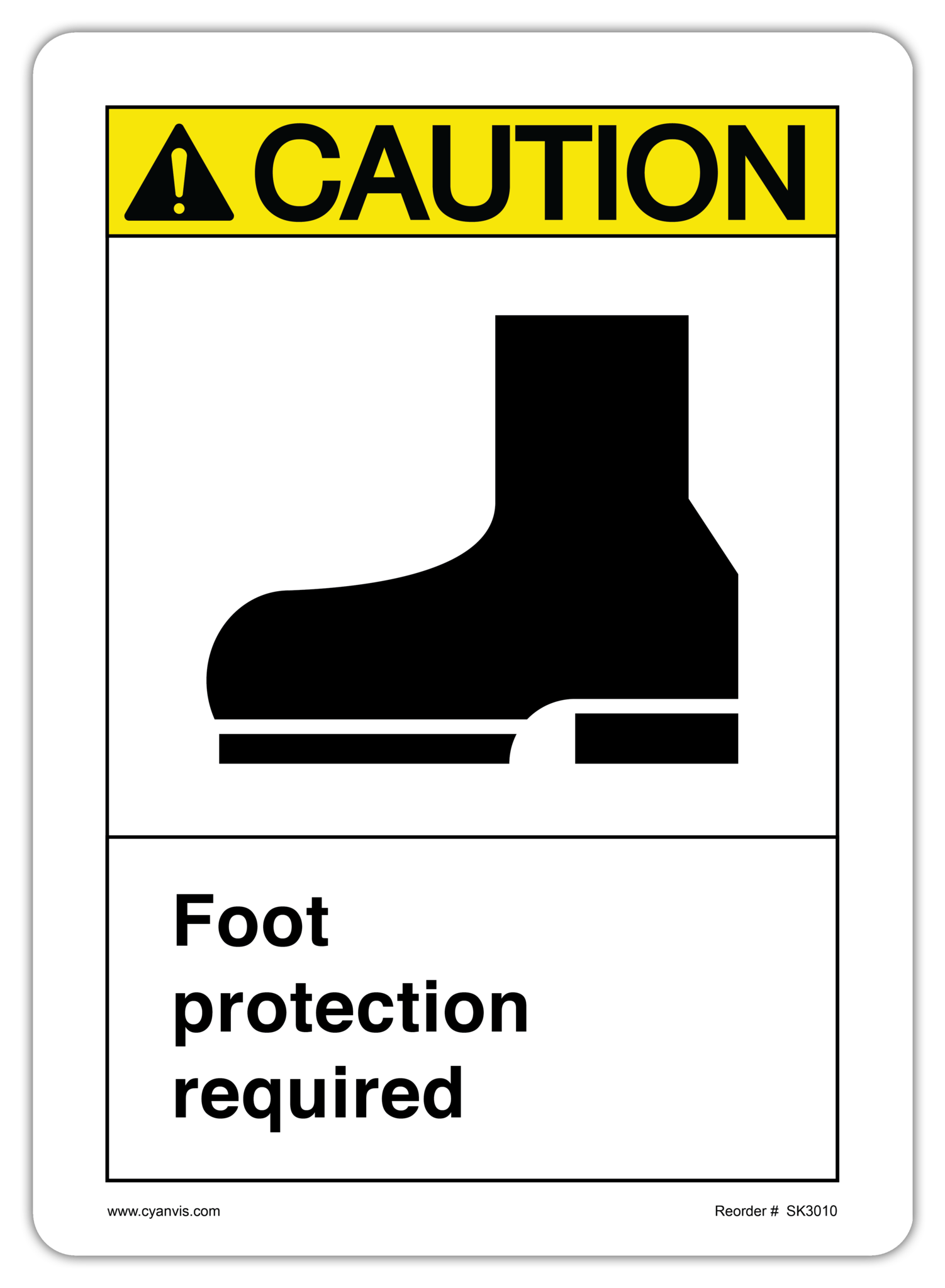 Safety Sign: ASNI - Caution - FOOT PROTECTION REQUIRED - CYANvisuals