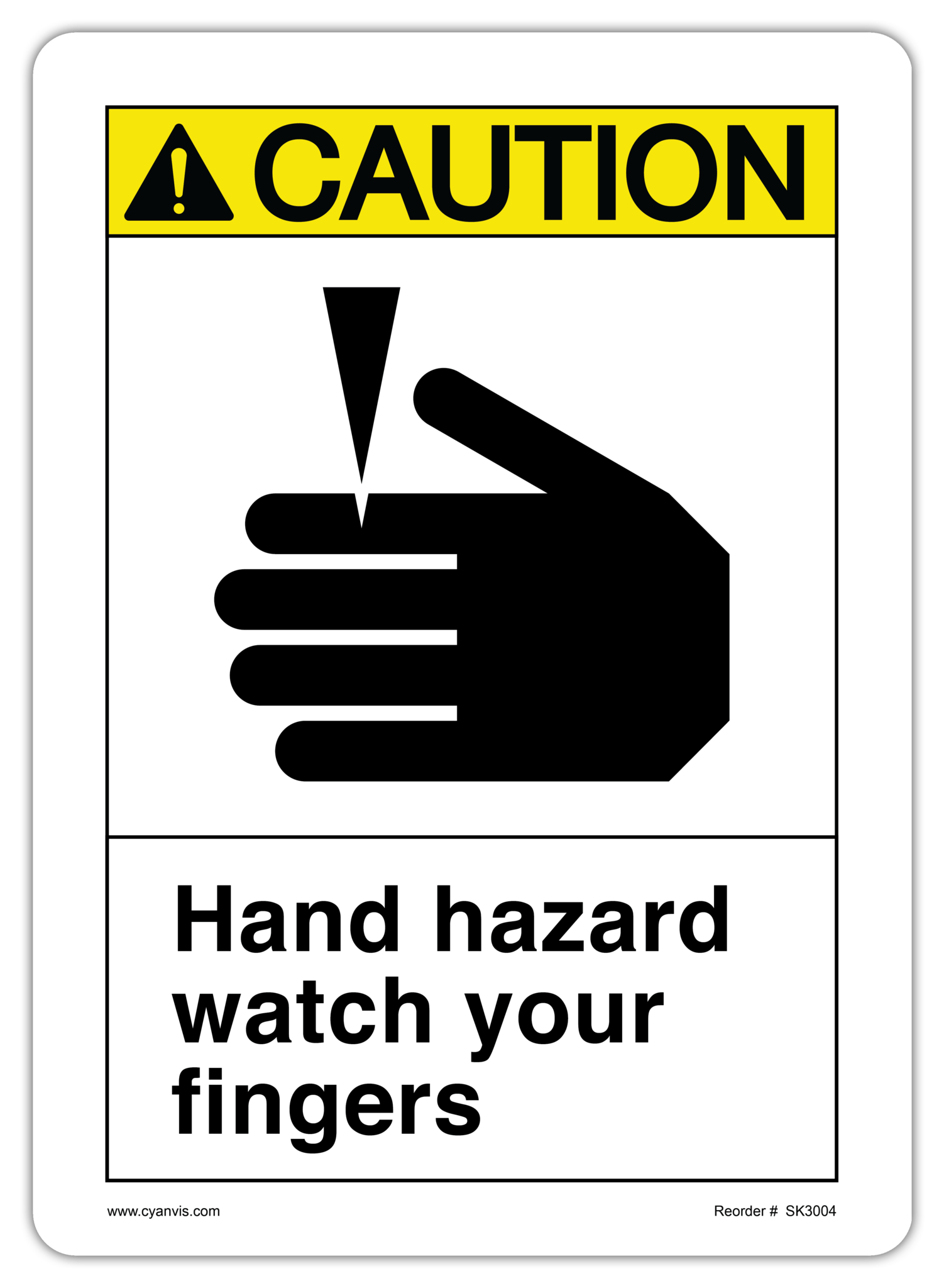 Safety Sign: ASNI - Caution - HAND HAZARD WATCH YOUR FINGERS - CYANvisuals