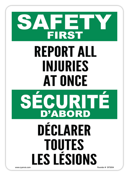 High quality Bilingual - Safety First safety sign – CYANvisuals.com