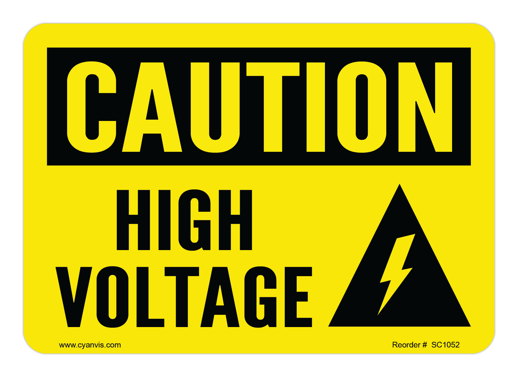 Safety Sign: Caution - HIGH VOLTAGE - CYANvisuals