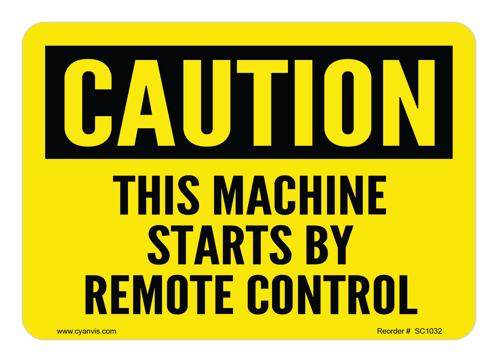 Vinyl Adhesive Label Caution: Motor Starts By Remote Control Vinyl ...