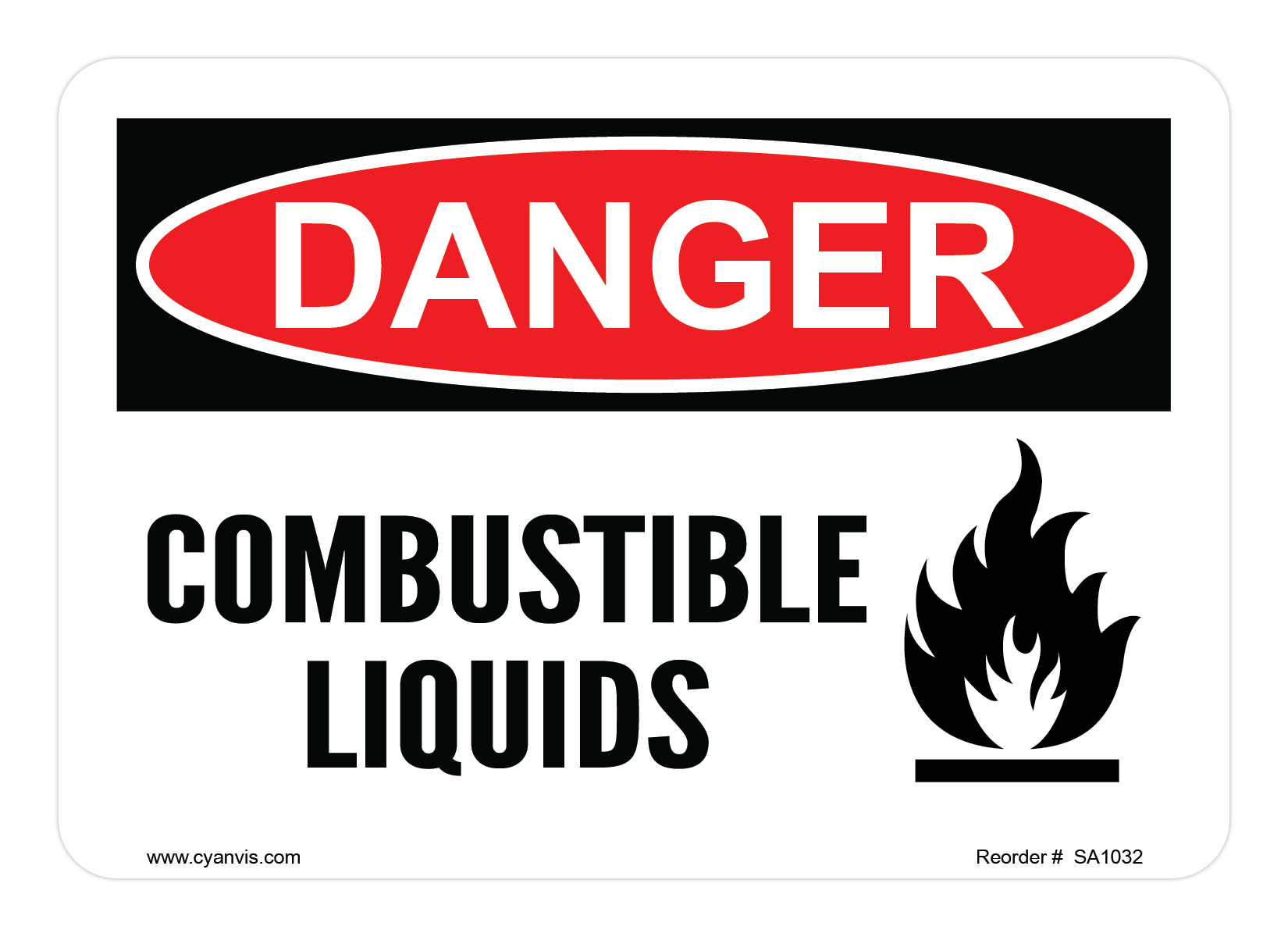 Safety Sign: Danger - COMBUSTIBLE LIQUIDS - CYANvisuals