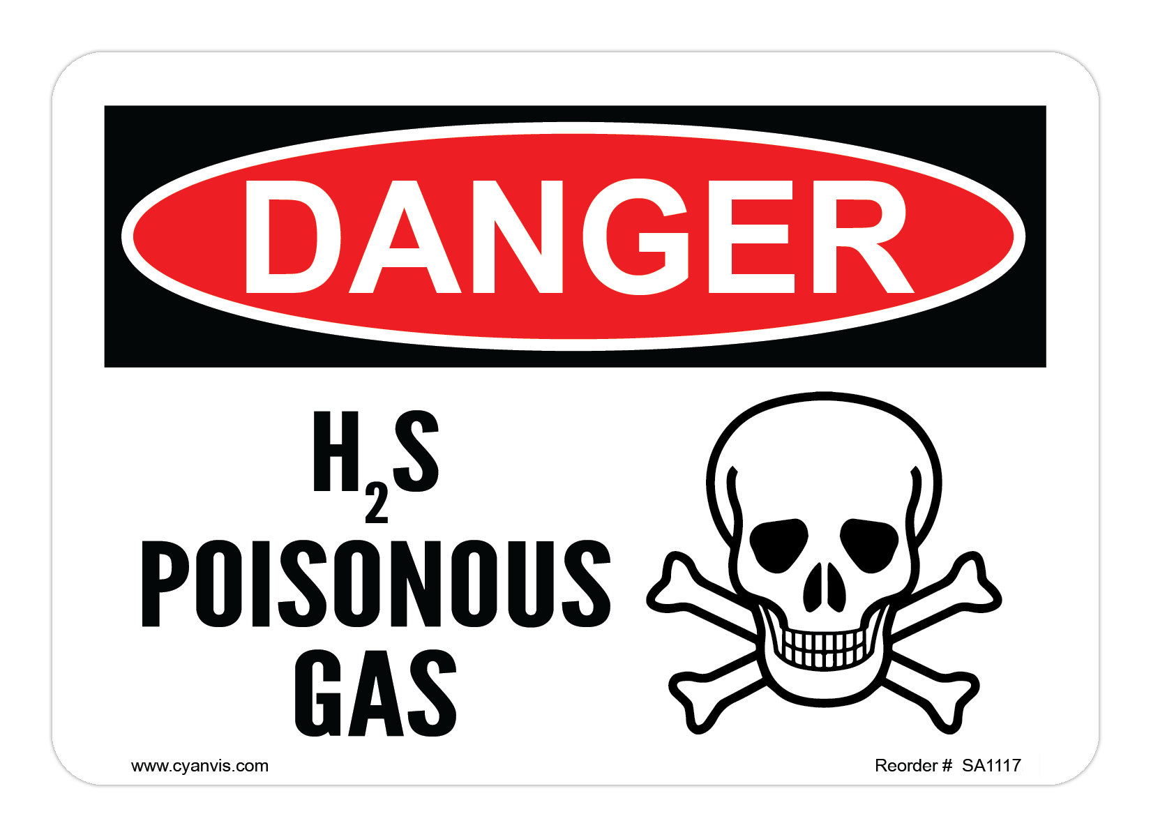 Safety Sign: Danger - H2S POISONOUS GAS - CYANvisuals