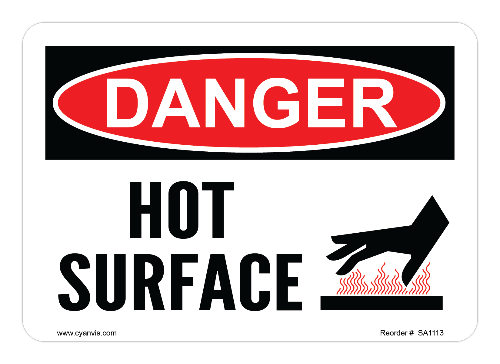 Safety Sign: Danger - HOT SURFACE - CYANvisuals