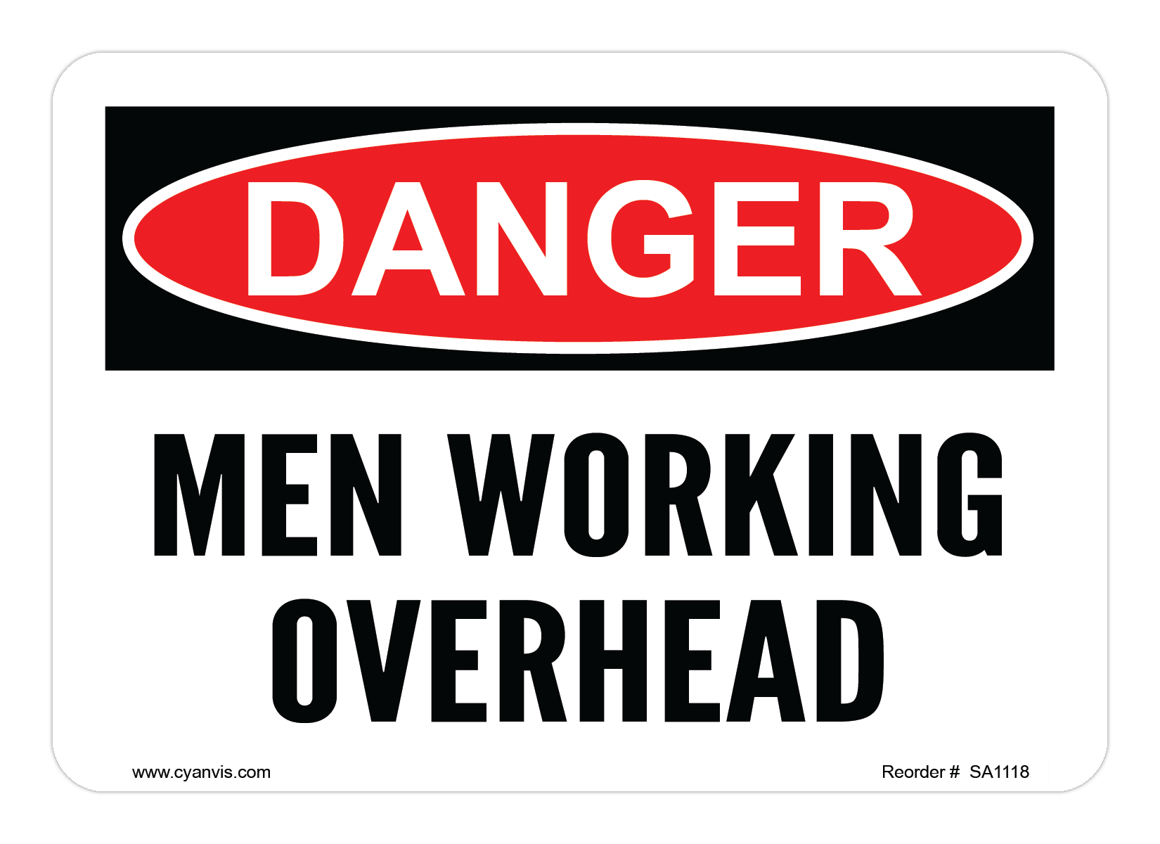 Safety Sign: Danger - MEN WORKING OVERHEAD - CYANvisuals