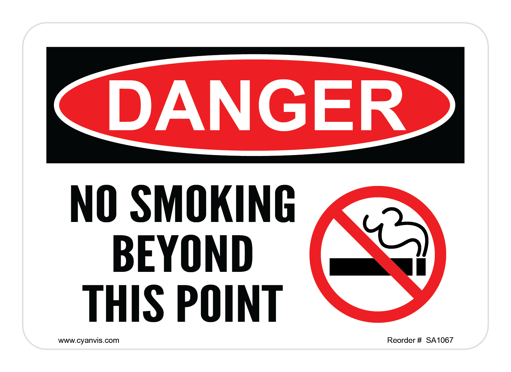 Safety Sign: Danger - NO SMOKING BEYOND THIS POINT - CYANvisuals