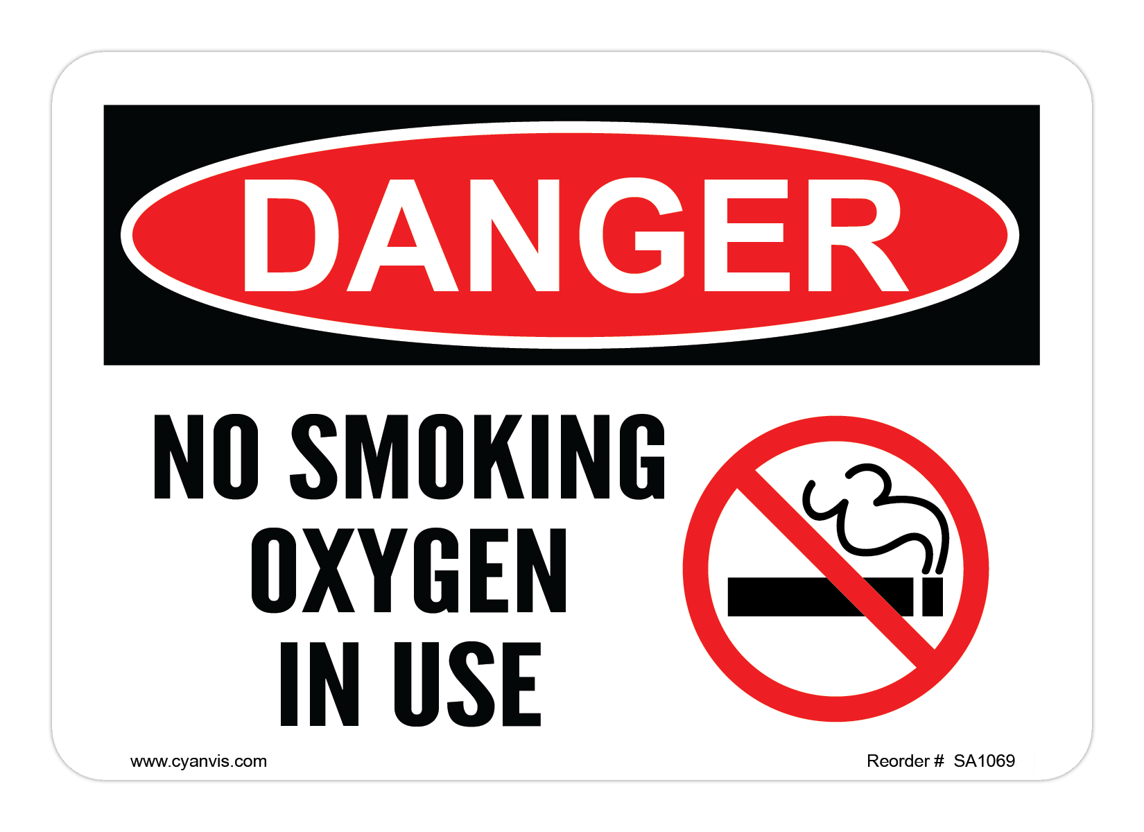 Safety Sign: Danger - NO SMOKING OXYGEN IN USE - CYANvisuals