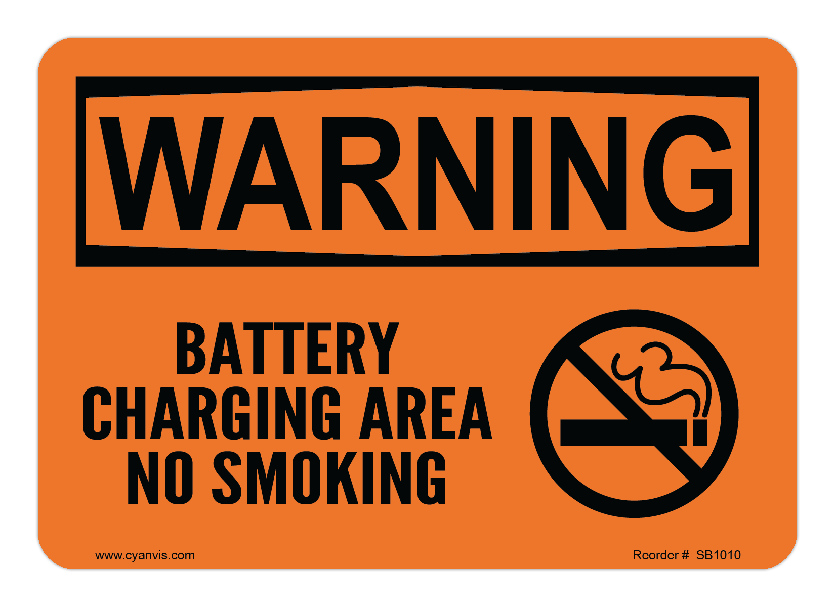 Safety Sign: Warning - BATTERY CHARGING AREA NO SMOKING - CYANvisuals