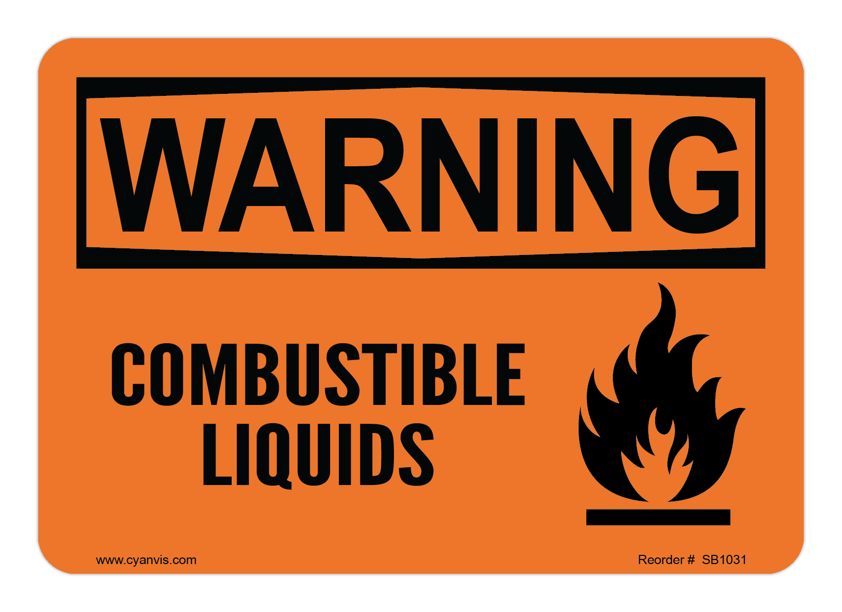 Safety Sign: Warning - COMBUSTIBLE LIQUIDS - CYANvisuals