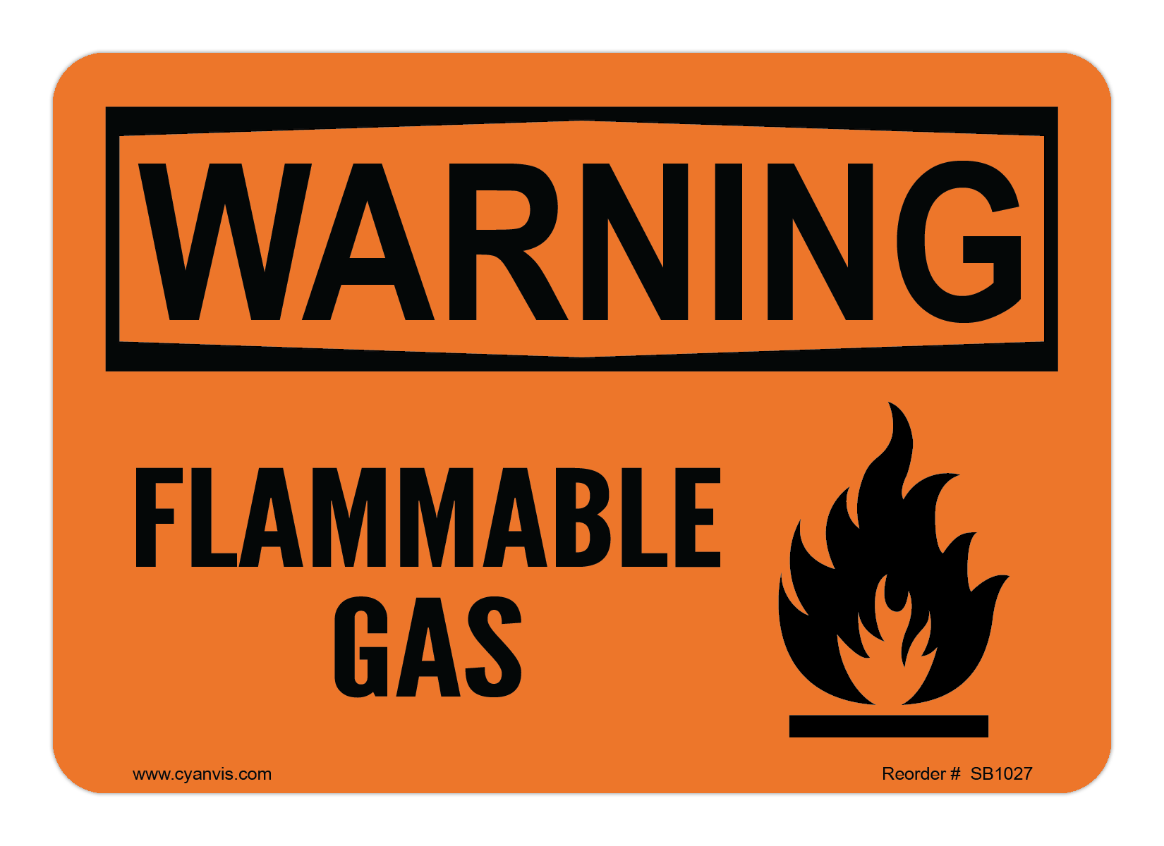 Safety Sign: Warning - FLAMMABLE GAS - CYANvisuals