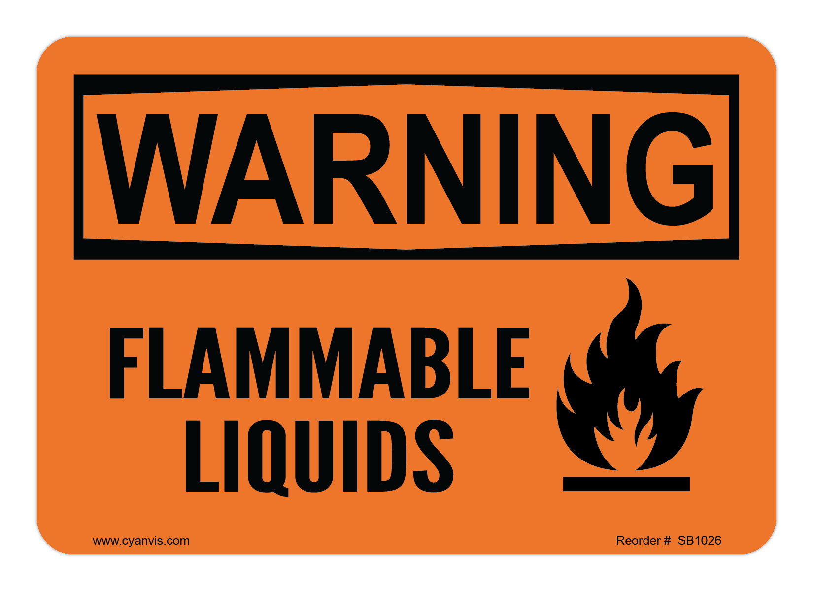 Safety Sign: Warning - FLAMMABLE LIQUIDS - CYANvisuals