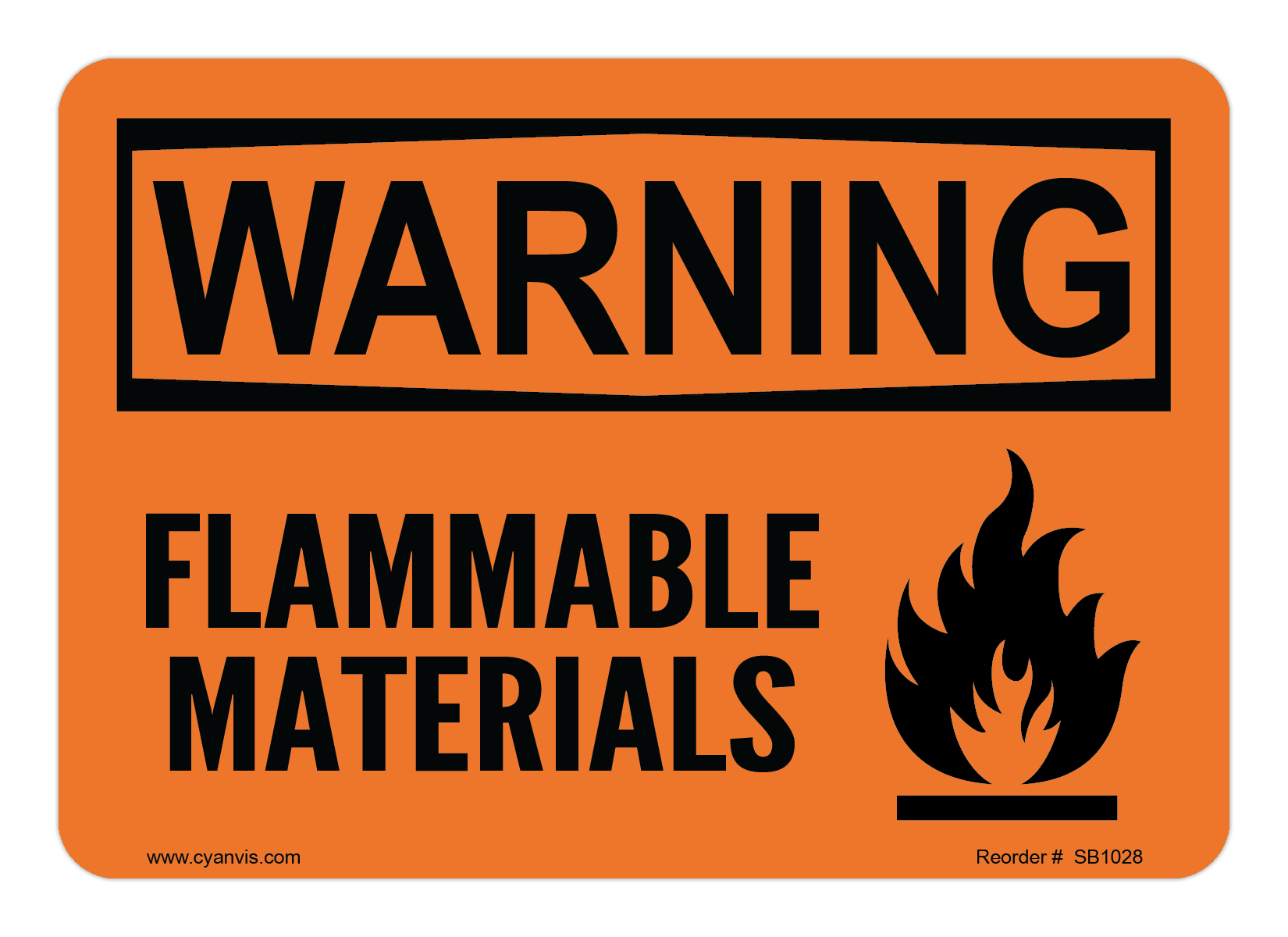 Safety Sign: Warning - FLAMMABLE MATERIALS - CYANvisuals