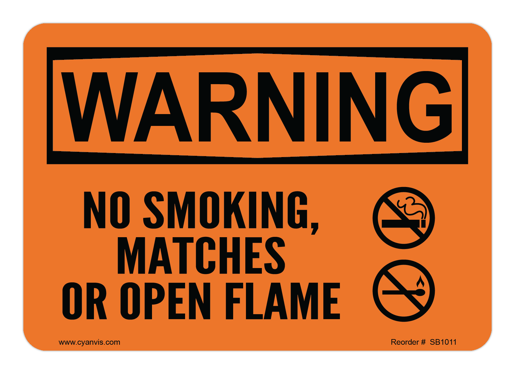 Safety Sign: Warning - NO SMOKING, MATCHES OR OPEN FLAME - CYANvisuals