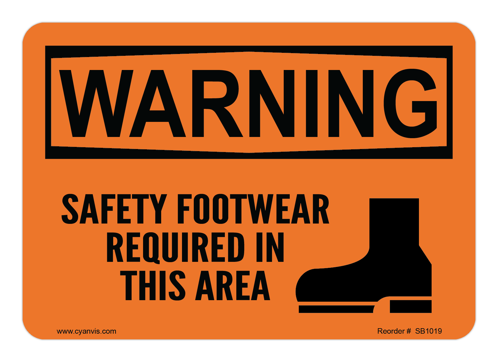 Safety Sign: Warning - SAFETY FOOTWEAR REQUIRED IN THIS AREA - CYANvisuals