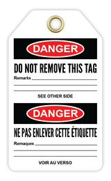 Safety Tag: Bilingual - Danger - DO NOT OPERATE - DÉFENSE D'ACTIONNER - CYANvisuals