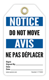 Safety Tag: Bilingual - Notice - DO NOT MOVE - AVIS NE PAS DÉPLACER - CYANvisuals