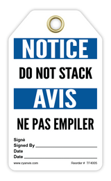 Safety Tag: Bilingual - Notice - DO NOT STACK - AVIS - NE PAS EMPILER - CYANvisuals