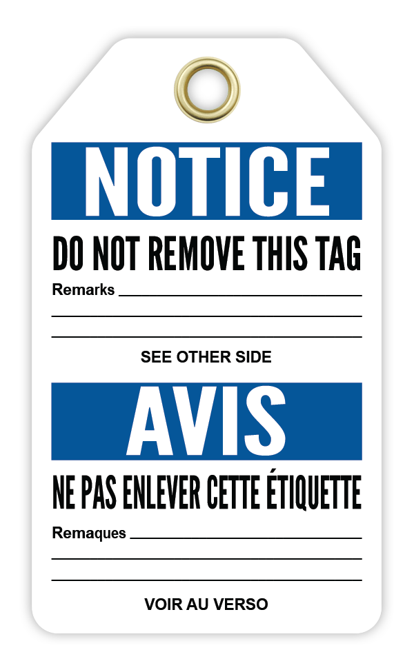 Safety Tag: Bilingual - Notice - OUT OF ORDER - AVIS - HORS D'USAGE - CYANvisuals