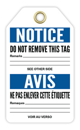 Safety Tag: Bilingual - Notice - PERSONAL PROTECTIVE EQUIPMENT REQUIRED - AVIS - ÉQUIPEMENT DE PROTECTION PERSONNELLE REQUIS - CYANvisuals