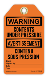 Safety Tag: Bilingual - Warning - CONTENTS UNDER PRESSURE - CONTENU SOUS PRESSION - CYANvisuals