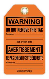 Safety Tag: Bilingual - Warning - MISUSE MAY CAUSE INJURY - UNE MAUVAISE UTILISATION PEUT CAUSER DE BLESSURES - CYANvisuals