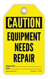 Safety Tag: Cautiom - EQUIPMENT NEEDS REPAIR - CYANvisuals