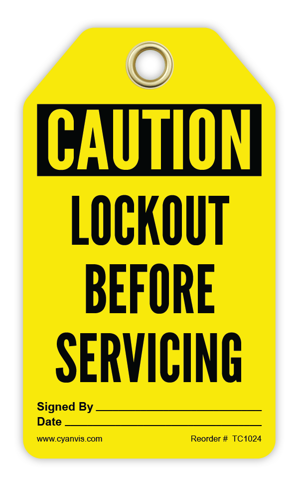 Safety Tag: Cautiom - LOCKOUT BEFORE SERVICING - CYANvisuals
