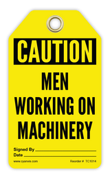 Safety Tag: Cautiom - MEN WORKING ON MACHINERY - CYANvisuals