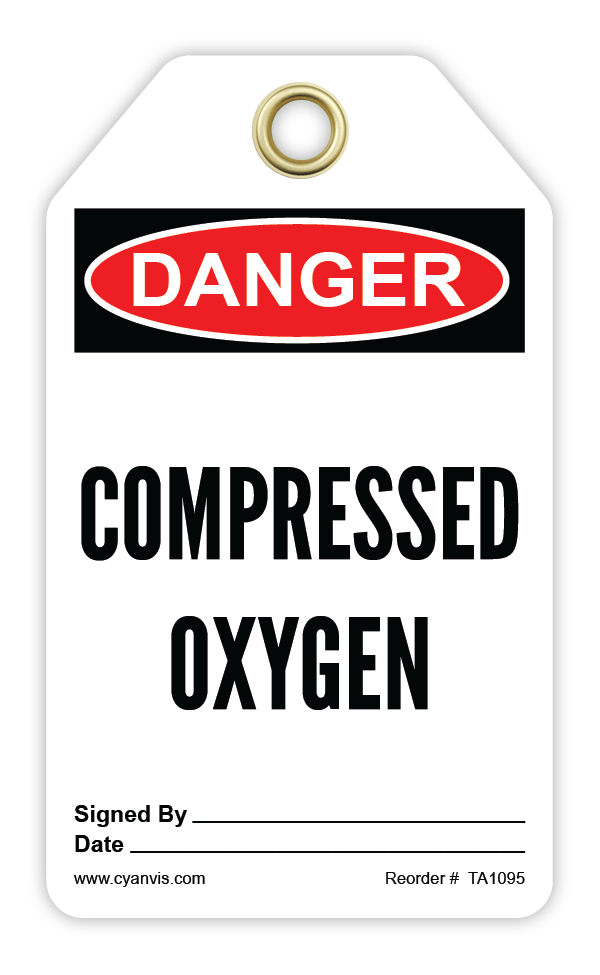 Safety Tag: Danger - COMPRESSED OXYGEN - CYANvisuals
