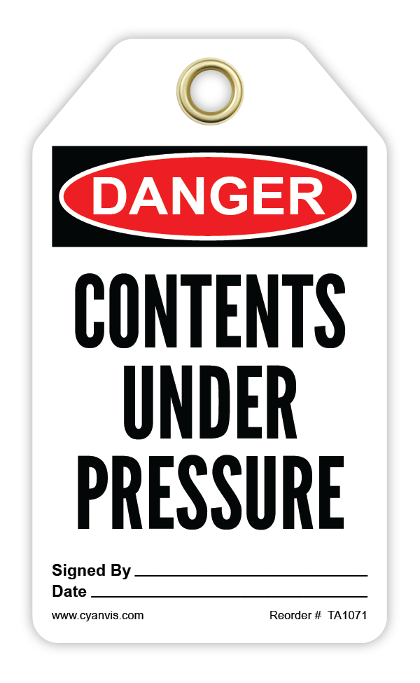 Safety Tag: Danger - CONTENTS UNDER PRESSURE - CYANvisuals