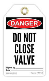 Safety Tag: Danger - DO NOT CLOSE VALYE - CYANvisuals