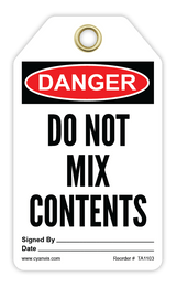 Safety Tag: Danger - DO NOT MIX CONTENTS - CYANvisuals